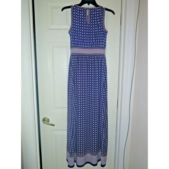 Max Studio 6903W69 Maxi Dress Size XSmall Sleeveless Navy Print NWT $98 - Picture 2 of 10